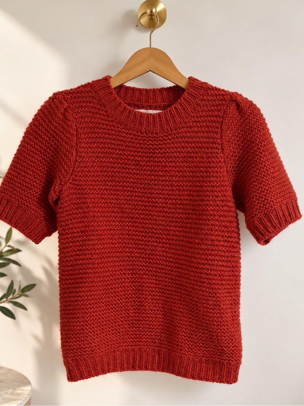 ANINE BING Nicolette Mohair Puff Sleeve Sweater Rust Orange XS NWOT